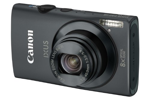 Canon IXUS 230 HS Digital Camera - Black (12.1 MP, 8x Optical Zoom